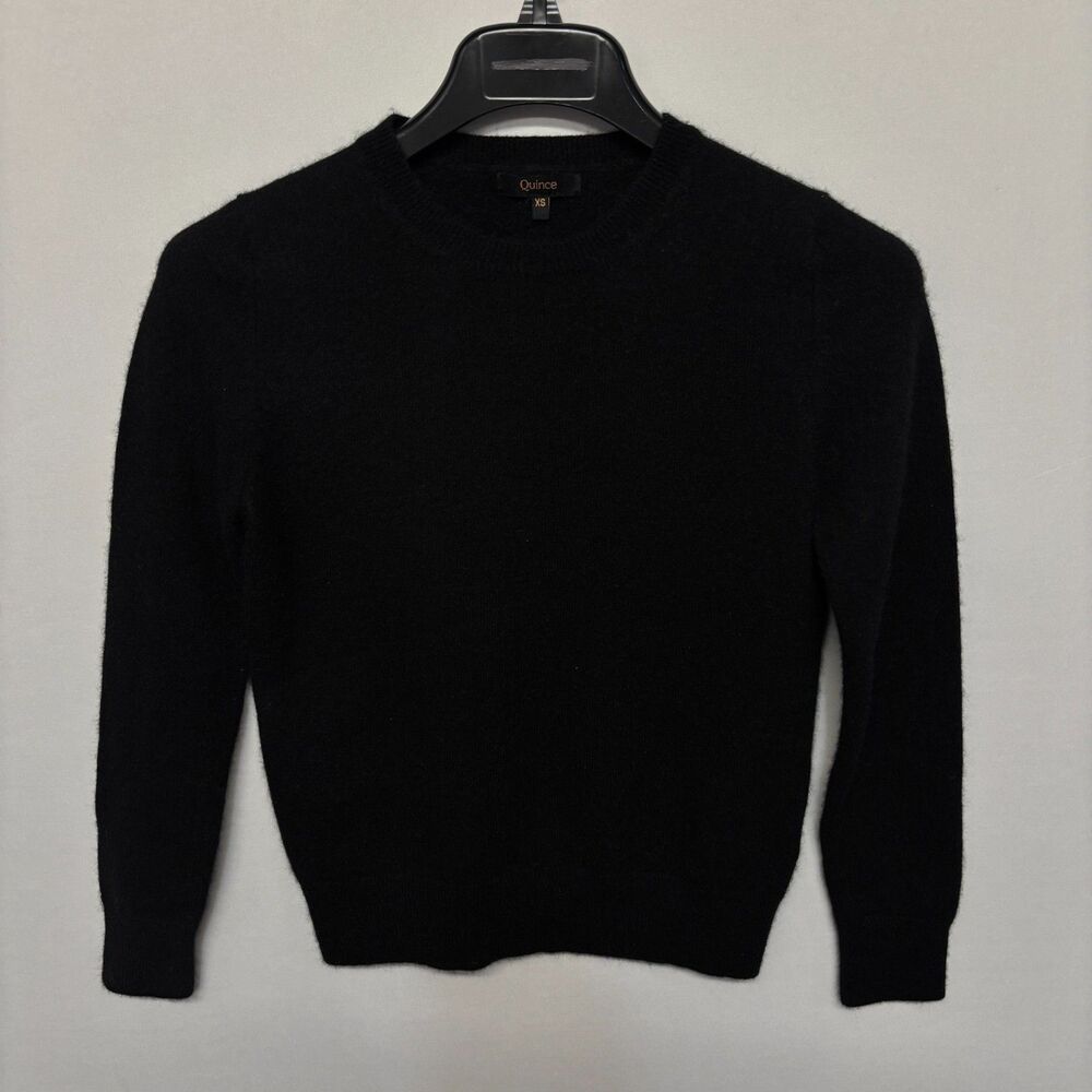 Quince Women Mongolian Cashmere Crewneck Sweater Size XS X-Small Black C134 -21